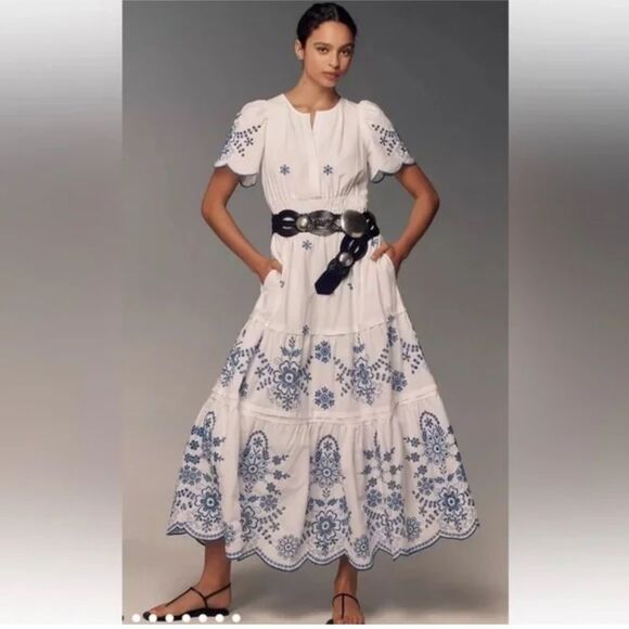 Anthropologie The Somerset Maxi Dress Eyelet Edition